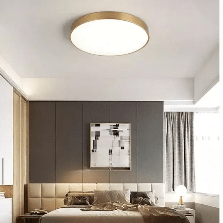 Luminária de Teto Decorativa Dourada Redonda LED